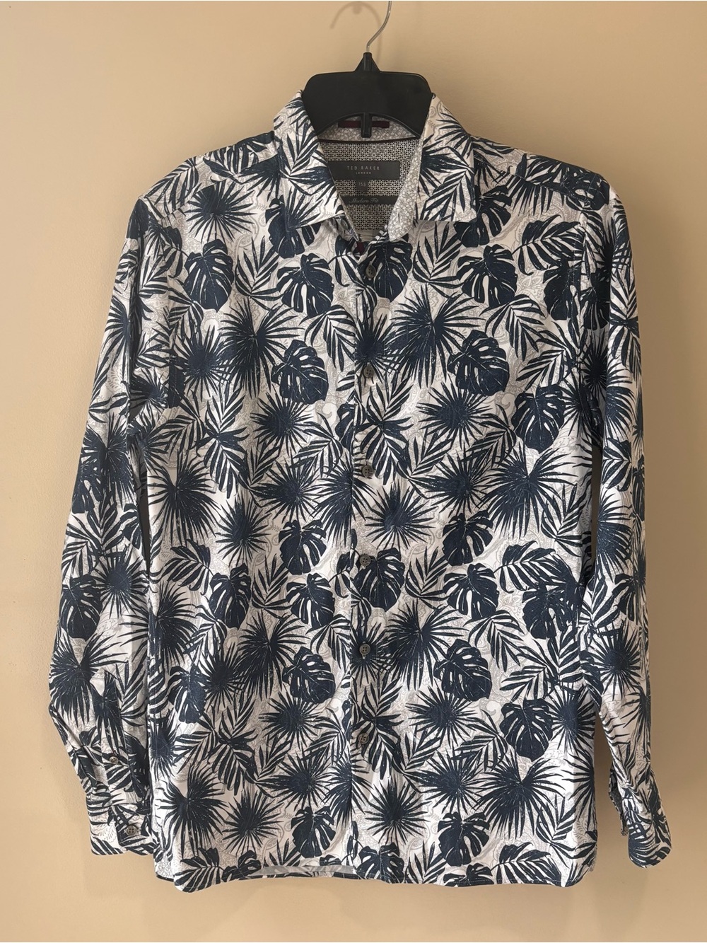 Ted Baker Men’s Modern Fit Shirt - Gray and White with Navy Accents